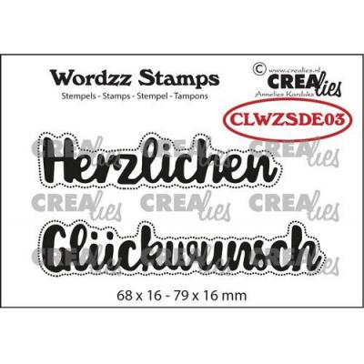 Crealies Wordzz Clear Stamps - Herzlichen Glückwunsch (Deutsch)